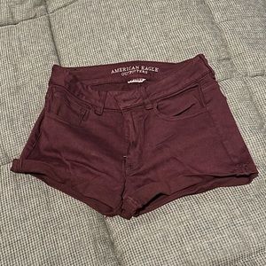 American Eagle Outfitters AEO Hi-Rise Denim Shortie Burgundy Size 8